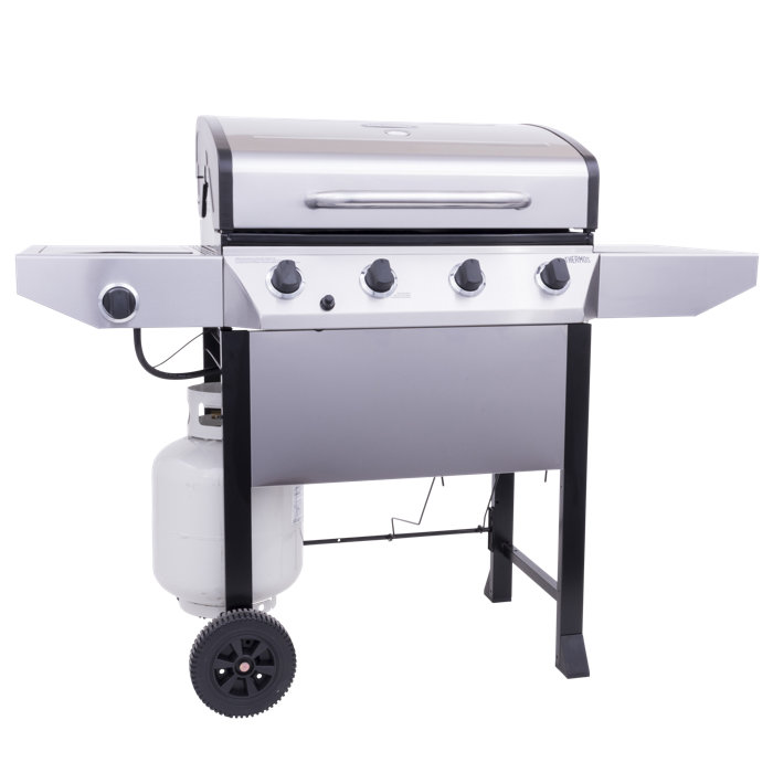 Thermos 4 - Burner Free Standing Liquid Propane 48000 BTU Gas Grill with Side Burner